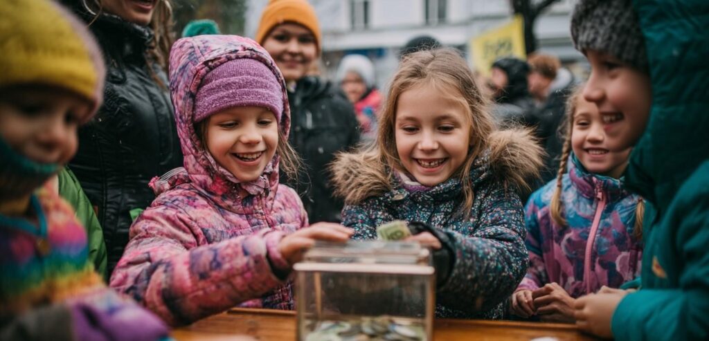 zbiórka charytatywna akcja pomagania w szkole dzieci